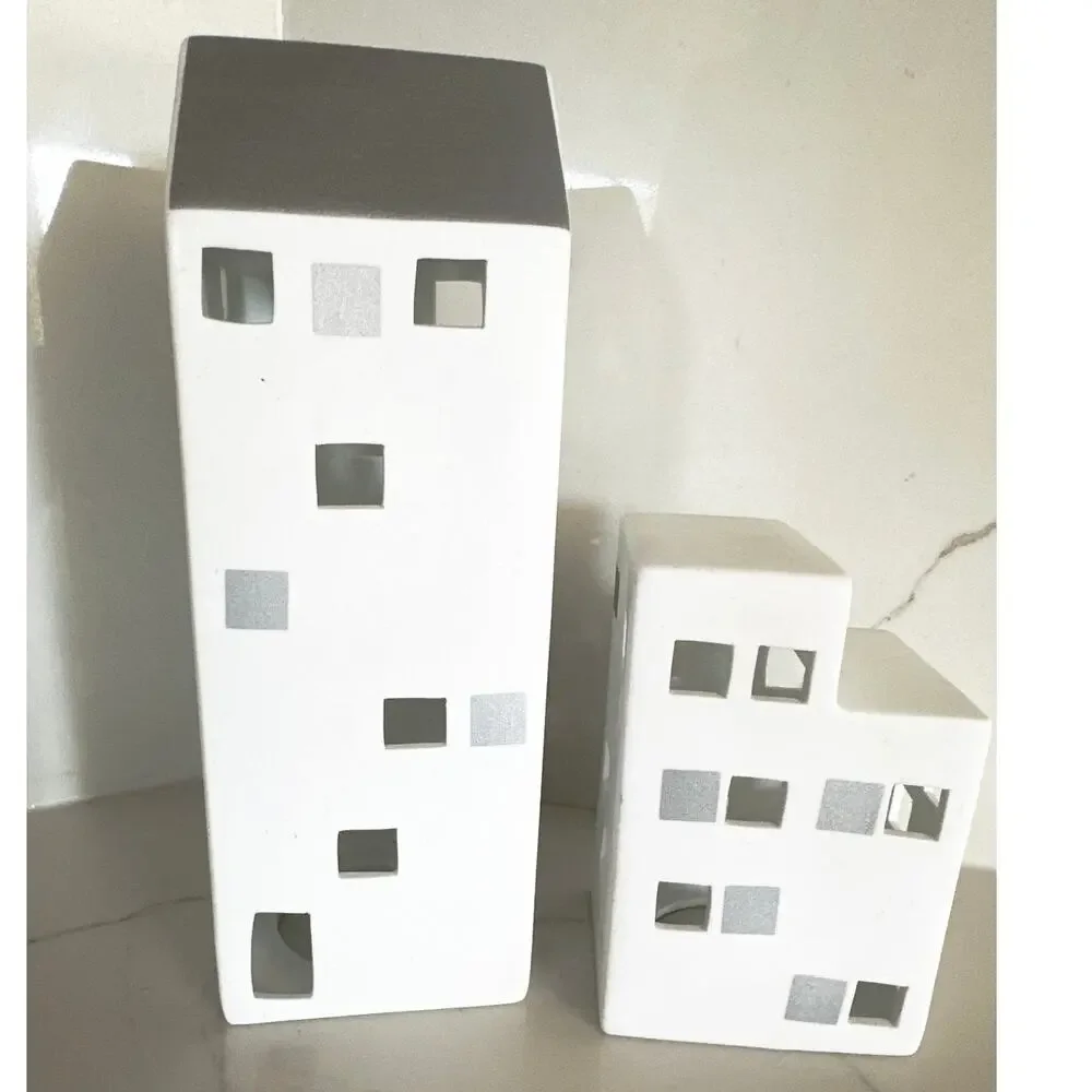 Unique Ceramic Tea Lighthouses Set of 2, Inspired by Kahler Urbania